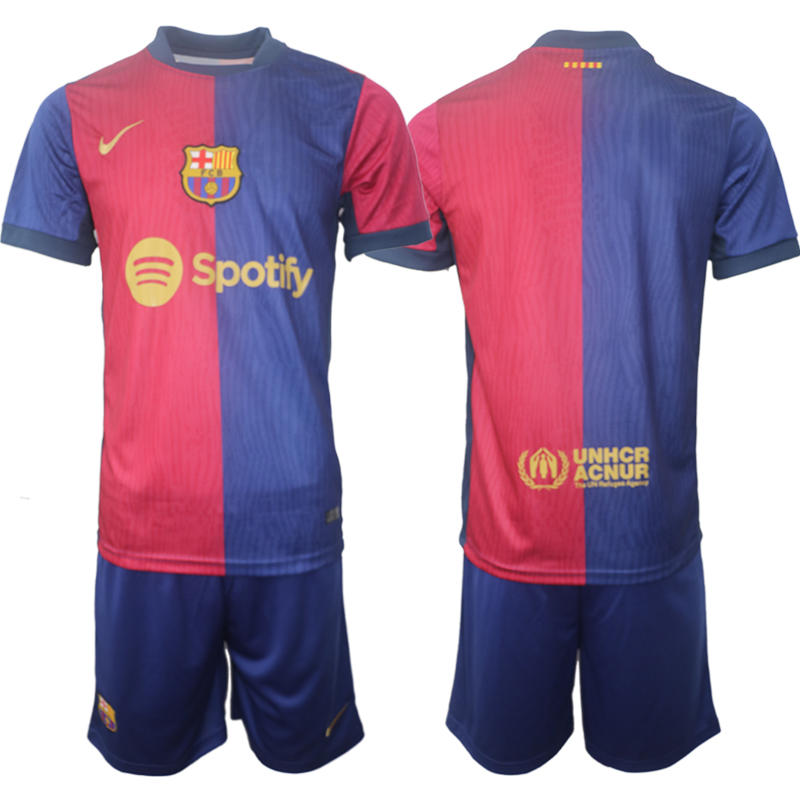 Men 2024-2025 Club Barcelona home Red blue blank Soccer Jersey